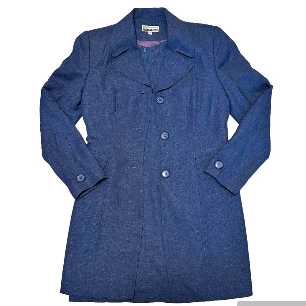 Vintage Sunny Names Collection Women’s Blue Dress & Jacket Suit Set SZ 8